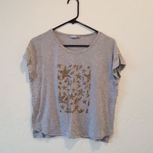 Zara gray T w/ gold foil